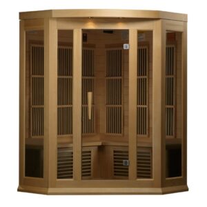 Golden Designs Maxxus 3-Person Corner FAR Infrared Sauna Carbon Low EMF with Canadian Hemlock | MX-K356-01