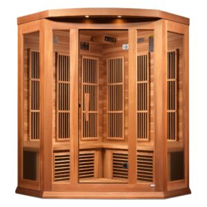 Golden Designs Maxxus "Avignon Edition" 3-Person Corner Near Zero EMF FAR Infrared Sauna with Canadian Red Cedar | MX-K356-01-ZF CED