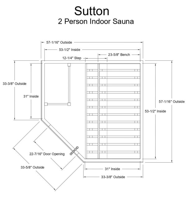 Almost Heaven Sutton 2-person Indoor Sauna